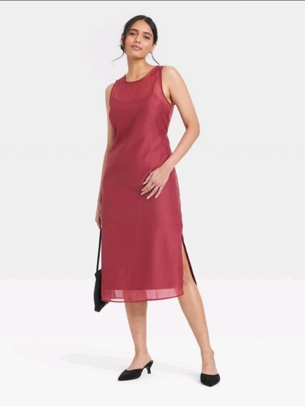 a new day Sheer Organza Midi Shift Dress